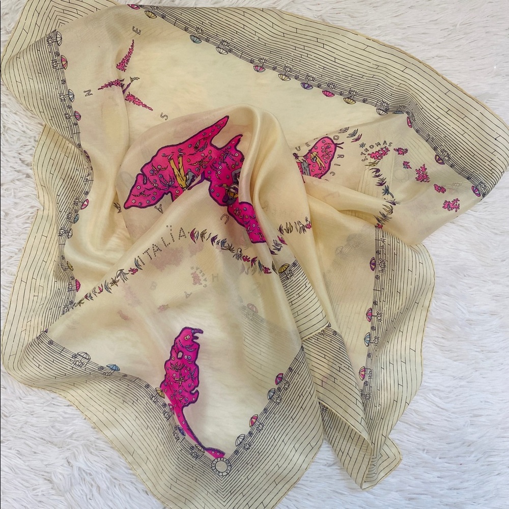 Vintage Home Lines SS Homeric Ship 🚢 Passenger Souvenir Silk Scarf - INCREDIBLE